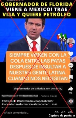 Captura de pantalla de desinformación en TikTok.