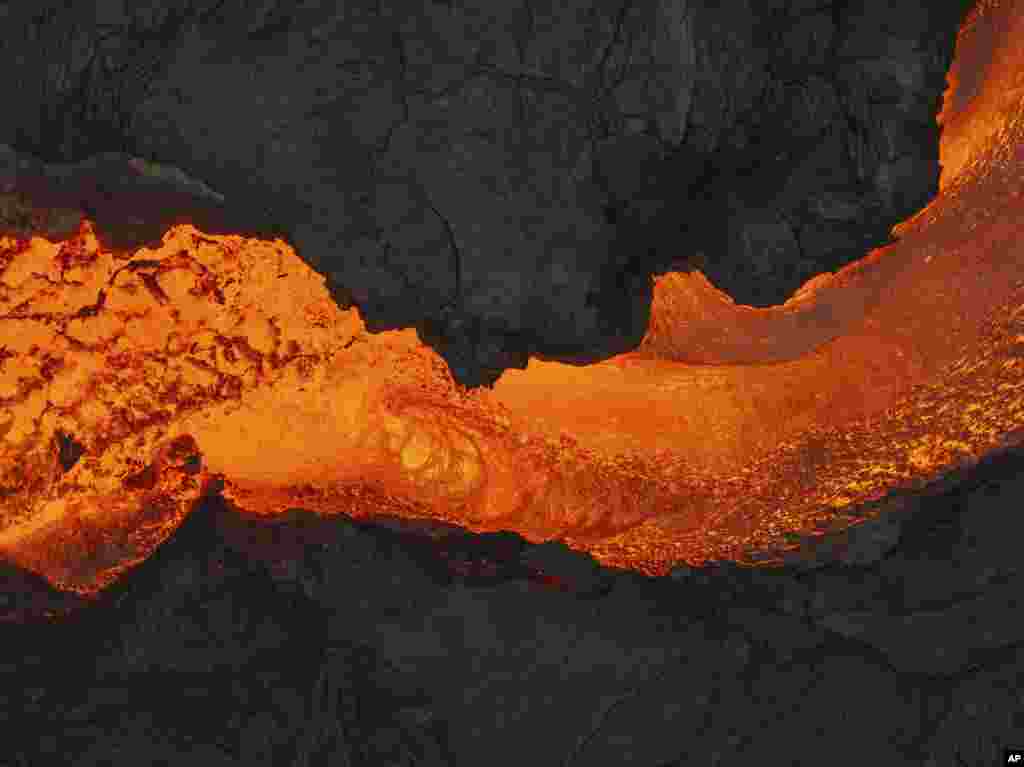 Lava flows from a volcano in Grindavik, Iceland, May 30, 2024.