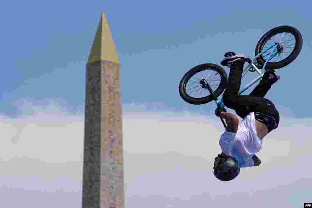 Argentina's Jose Torres Gil competes in the men's cycling BMX Freestyle Park Final during the Paris 2024 Olympic Games in Paris, France.