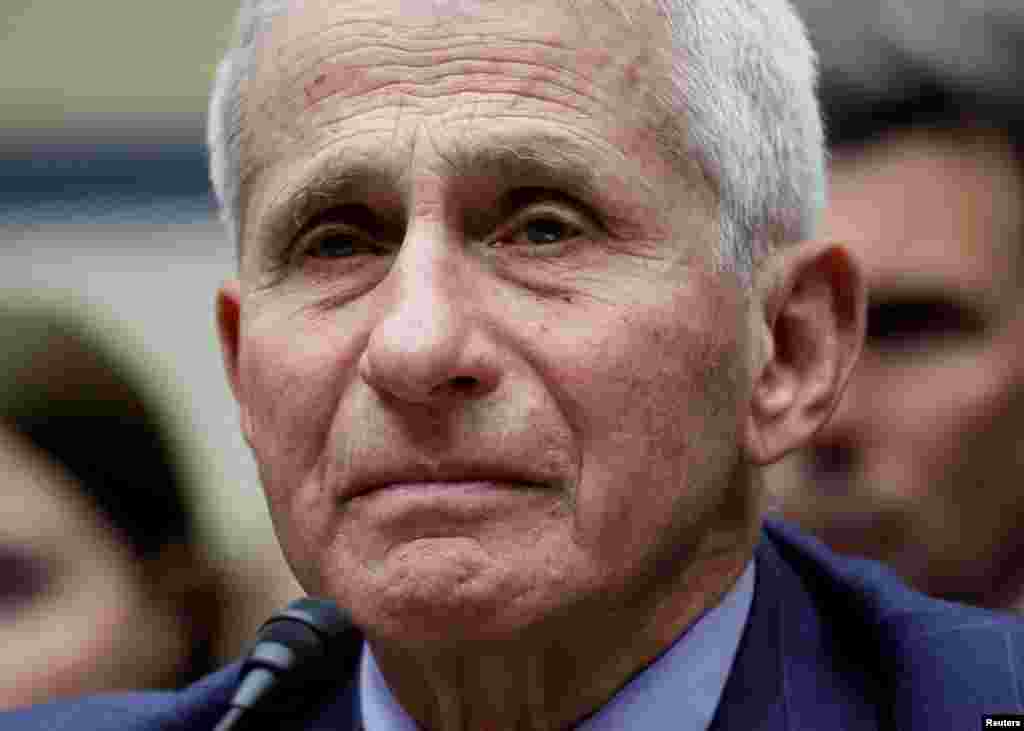 Dr. Anthony Fauci, former director of the National Institute of Allergy and Infectious Diseases and former chief medical adviser to President Biden, becomes emotional after being asked about threats to him and his family as he testifies before a House Oversight and Reform Select Subcommittee hearing on the Coronavirus Pandemic, on Capitol Hill in Washington, June 3, 2024. 