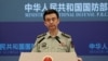 中國國防部發言人吳謙在北京的記者會上。（2023年8月31日）