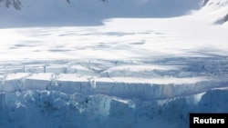FILE - A glacier in Half Moon Bay, Antarctica, February 18, 2018. (Reuters/Alexandre Meneghini)