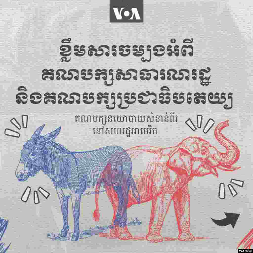 ខ្លឹមសារចម្បងអំពីគណបក្សសាធារណរដ្ឋនិងប្រជាធិបតេយ្យ គណបក្សនយោបាយសំខាន់ពីរនៅសហរដ្ឋអាមេរិក 