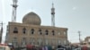 A general view of the Shiite Seh Dokan Mosque is taken after a bomb blast that reportedly killed 14 people in Mazar-i-Sharif on April 21, 2022.