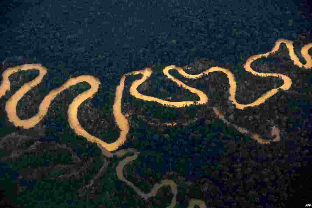 Aerial view of the Mucajai river, at the Yanomami Indigenous Territory, state of Roraima, Brazil, Jan. 28, 2023.