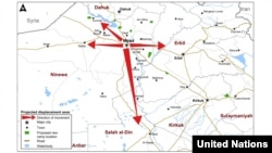 This U.N. map shows expected paths of escape from Mosul