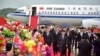 朝鲜官媒公布全国人大常委会副委员长李鸿忠2023年7月27日抵达平壤访问的照片。