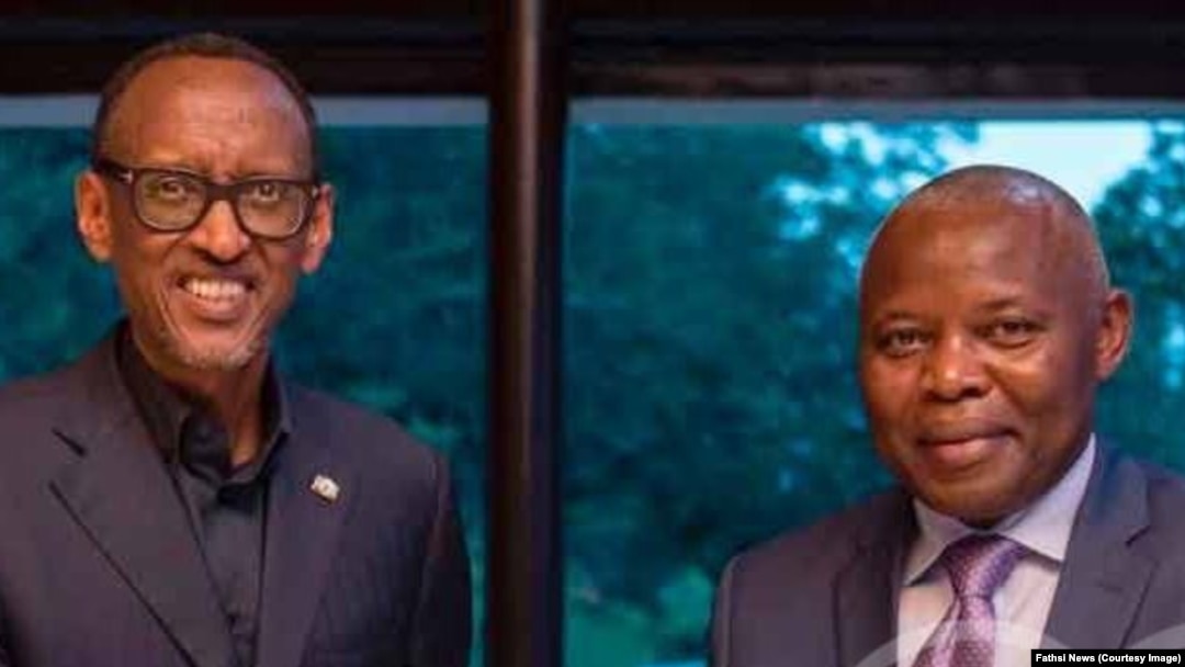 Président Paul Kagame ya Rwanda na Vital Kamerhe, mokambi ya cabinet ya mokonzi ya ekolo RDC, na Kigali, Rwanda, 12 mars 2019. (Fatshi News)