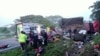 This handout picture released by Pijijiapan's Civil Protection shows members of the municipal police and the civil protection office rescuing migrant people after a truck accident in Pijijiapan, Chiapas state, Mexico on October 1, 2023.
