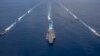 由美国海军“尼米兹”号航母（USS Nimitz）、 “普林斯顿”号（USS Princeton）导弹巡洋舰、“斯特雷特”号（USS Sterett）导弹驱逐舰和“拉尔夫·约翰逊”号
（USS Ralph Johnson）导弹驱逐舰组成的航母打击群与印度军舰2020年7月20日在印度洋举行演习。（美国海军照片）