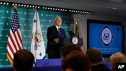 Le vice-président américain Mike Pence, à l'Institut Hudson de Washington, le 4 octobre 2018 