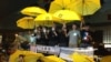 金鐘佔領區紀念香港佔領運動滿月（美國之音海彥拍攝）