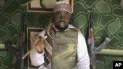 Undated file image taken from video posted by Boko Haram sympathizers, which shows Imam Abubakar Shekau, purported leader of the radical Islamist sect, made available Jan. 10, 2012.