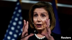 U.S. House Speaker Nancy Pelosi (D-CA) holds her weekly news conference with reporters on Capitol Hill in Washington