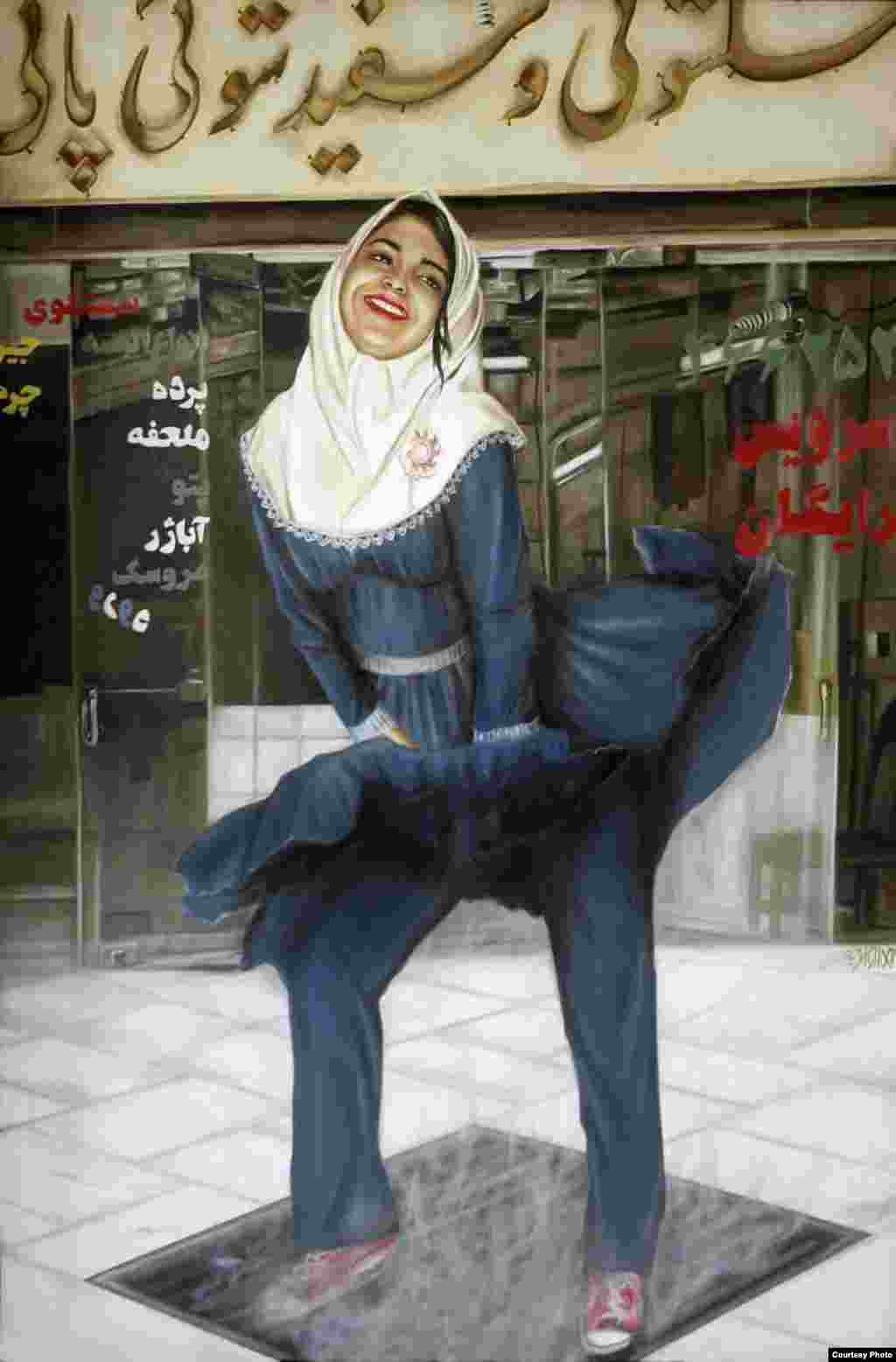 Dalam "Marilyn," Homa Arkani dari Iran menciptakan ulang pose Marilyn Monroe yang ikonik. (International Museum of Women)