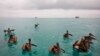 ARCHIVO - Pelícanos flotan en la bahía de Puerto Ayora, Galápagos, 7 de enero de 2009. Una iniciativa de EEUU y el BID apoyará con 323 millones de dólares esfuerzos de conservación de la vida marina en Ecuador.