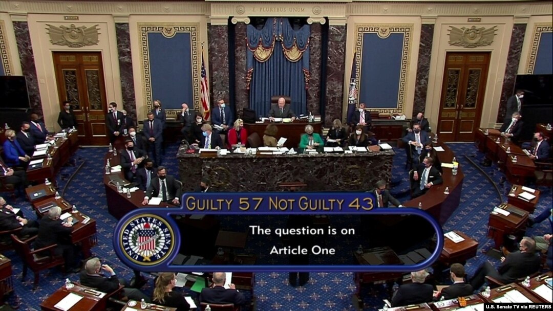 Resultado del juicio político al expresidente Donald Trump en el Senado de EE.UU, el 13 de febrero de 2021.