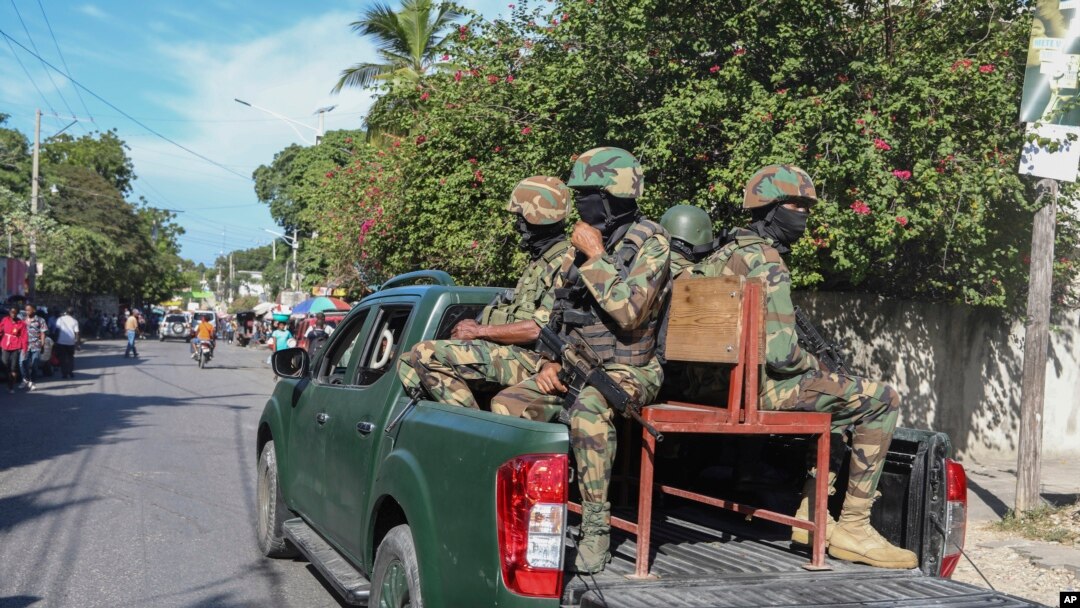 Soldiers patrol a street in Port-au-Prince, Haiti, Dec. 2, 2024.