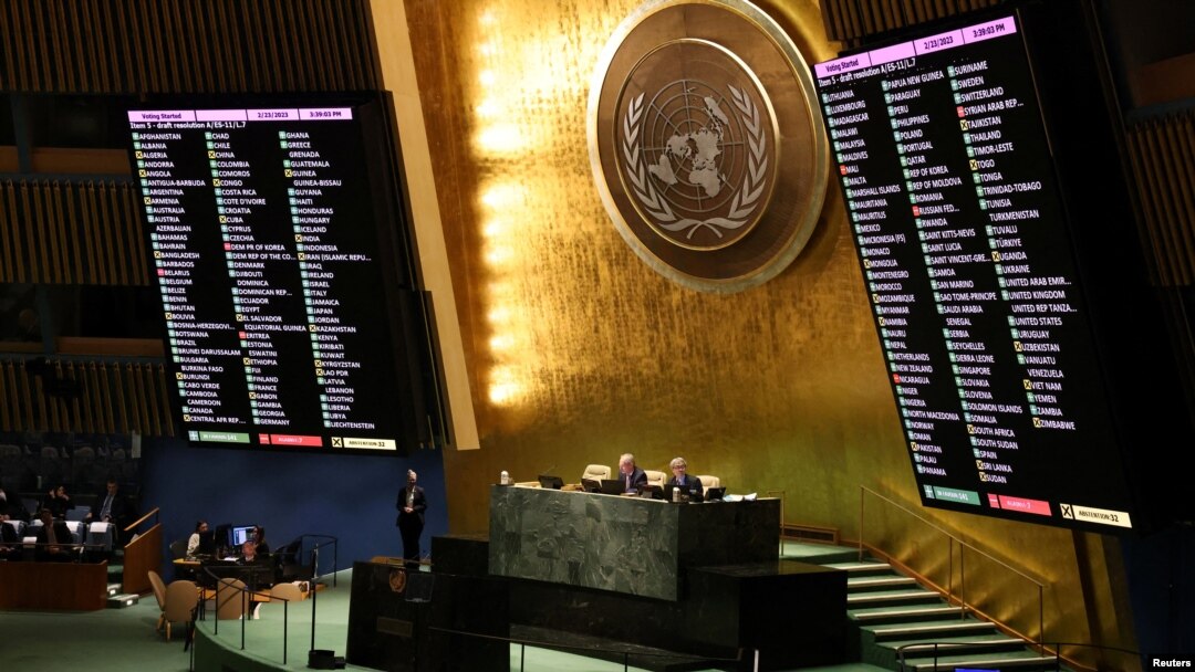 U.N. General Assembly holds high-level meeting on adoption of a resolution on Ukraine, in New York