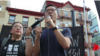 香港民主活动人士罗冠聪在抵达美国一个星期内就收到”小粉红”们大量的人身攻击，包括死亡威胁(美国之音久岛拍摄)