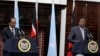 Kenyan President Uhuru Kenyatta, right, speaks during a joint news conference with Somalia President Mohamed Abdullahi Mohamed at State House in Nairobi, Kenya, March 23, 2017. 