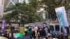 12月23日香港渣打公园举行维护香港廉洁法治集会（美国之音记者申华拍摄）