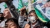资料照片: 2024年1月8日台湾总统候选人赖清德的支持者