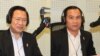 Mr. Chheang Vun, a member of parliament and a spokesman for the ruling Cambodian People’s Party (left) and Mr. Un Sam An, a member of parliament from the opposition CNRP party at VOA Studio in Phnom Penh, Cambodia. (Lim Sothy/VOA Khmer) 