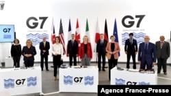 Mawaziri kutoka mataifa ya G7 kwenye mkutano wa Uingereza. Dec. 12, 2021.