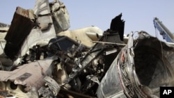 The wreckage of the Dana Air plane crash in Lagos, Nigeria, June 6, 2012.