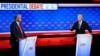 Mokonzi azali na ebonga na Etats-Unis Joe Biden (G) na mbanda wa ye mokonzi ya kala Donald Trump na bondongwani bwa bango ya yambo na etando eke ya CNN yambo na maponami ma sanza ya zomi na moko, Altanta, Georgia, 17 sanza ya zimi na moko 2024.