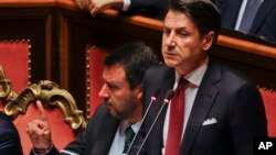 Italijanski premijer Đuzepe Konte govori u parlamentu, 20. avgust 2019.