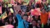 2020年1月11日，支持蔡英文的选民在台北欢呼胜利(美联社资料照)