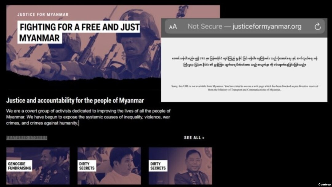 Justice for myanmar Website ကို မြန်မာအစိုးရပိတ် (ဓါတ်ပုံ -Article 19)