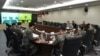 11일 이순진 한국 합참의장, 죠세프 던포드 미 합참의장, 가와노 가쓰토시 일본 통합막료장이 '미·한·일 3국 합참 의장' 화상회의를 하고 있다.