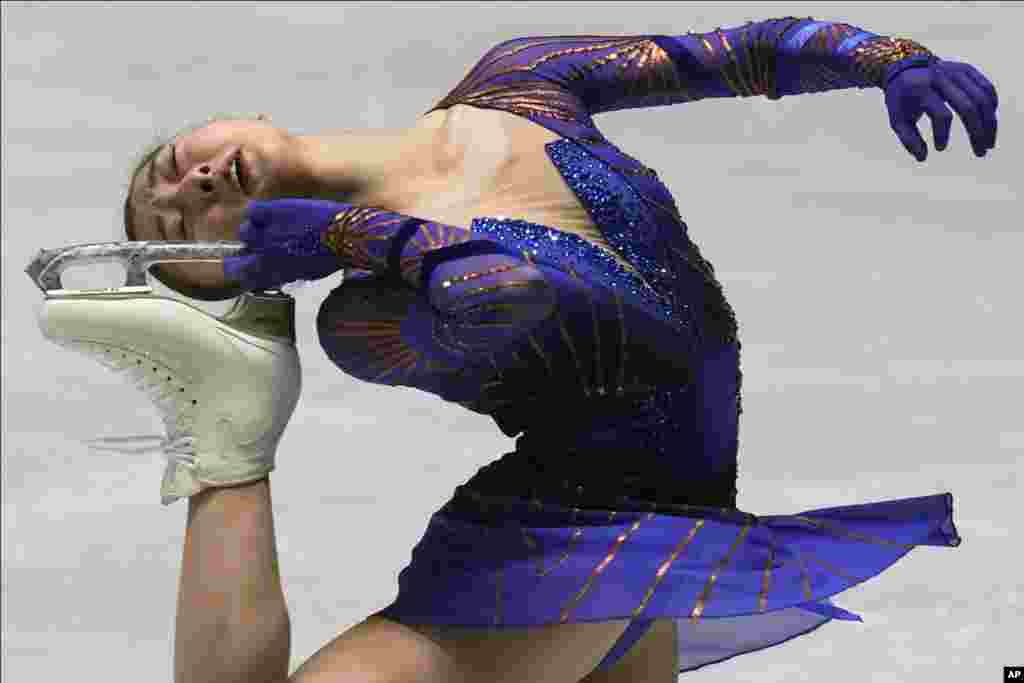 Kaori Sakamoto of Japan performs during the women&#39;s free skating at the ISU Grand Prix of Figure Skating NHK Trophy competition in Tokyo, Japan, Nov. 13, 2021.