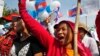 Cambodian garment workers shout slogans during a gathering to mark May Day celebrations in Phnom Penh, Cambodia, file photo. 