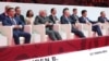 俄罗斯总统普京，日本首相安倍晋三，印度总理莫迪和蒙古总统巴特图勒嘎在远东城市符拉迪沃斯托克（海参崴）出席远东经济论坛会议期间观看柔道表演。（2019年9月5日）