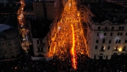 FILE - People who are refusing to recognize Peru's new government gather to protest in Lima, Nov. 14, 2020.