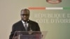 Marcel Amon-Tanoh, ancienministre des Affaires étrangères de Côte d'Ivoire. prononce un discours au palais présidentiel d'Abidjan le 2 octobre 2017 .