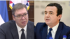  Kombinacija fotografija predsednika Srbije Aleksandra Vučića i premijera Kosova Aljbina Kurtija