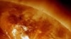 This NASA image shows a solar flare erupting on the Sun's northeastern hemisphere, January 22, 2012.
