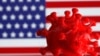 Model virusa korona napravljem 3D štampačem ispred američke zastave (Ilustracija: REUTERS/Dado Ruvić/arhiva)