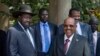 South Sudan's President Salva Kiir, left, meets with Sudan's President Omar al-Bashir, right, in the capital Juba, South Sudan, Jan. 6, 2014.