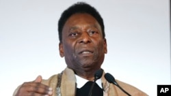 Pelé s'exprime dans son musée au Brésil, Santos, le 16 juin 2016