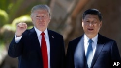 Le président Donald Trump et son homologue chinois Xi Jinping à Mar-a-Lago, à Palm Beach, en Floride, le 7 avril 2017 .