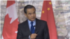 中国外长王毅在加拿大举行的一场记者会上因不满记者提出中国人权问题而训斥记者 (2016年6月2日)