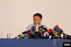 資料照片：台北市長柯文哲2016年在雙城論壇開幕式後出席記者會。