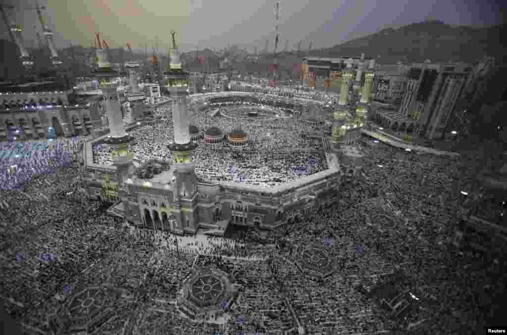 Muslim pilgrims pray at the Grand Mosque in the holy city of Mecca, Saudi Arabia, ahead of the annual Hajj pilgrimage, Oct. 10, 2013.