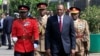 Kenya's President Uhuru Kenyatta walks to inspect an honor guard before the opening of the 12th Parliament outside the National Assembly Chamber in Nairobi, Kenya, Sept. 12, 2017.